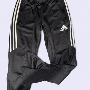 Adidas Mens Black Joggers with White Stripes